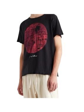 Greg‎ Lauren Moon Shadows Recycled Cotton Black Graphic T-Shirt Size 1 USA Made